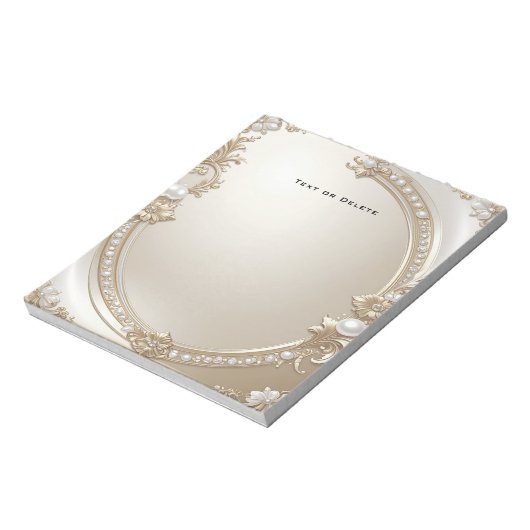 Golden Ornate Frame with Pearls Notepad Notizblock (Rotiert)