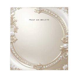 Golden Ornate Frame with Pearls Notepad Notizblock