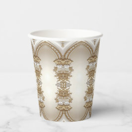 Golden Ornate Frame with Pearls Paper Cups Pappbecher