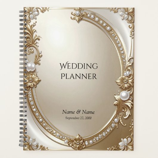 Golden Ornate Frame with Pearls Planner Planer (Vorderseite)