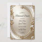 Golden Ornate Frame with Pearls Rehearsal Dinner Einladung (Vorderseite)