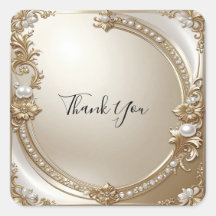 Golden Ornate Frame with Pearls Sticker