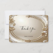 Golden Ornate Frame with Pearls Thank You Card Dankeskarte (Vorderseite)
