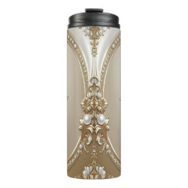 Golden Ornate Frame with Pearls Thermal Tumbler Thermosbecher
