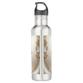 Golden Ornate Frame with Pearls Water Bottle Edelstahlflasche (Rückseite)