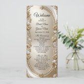 Golden Ornate Frame with Pearls Wedding Program Programm (Stehend Vorderseite)