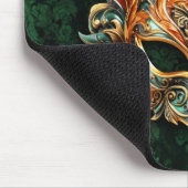 Golden Ornate Mask on Forest Green Background Mousepad (Ecke)