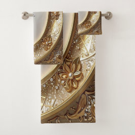 Golden Ornate Towel Set