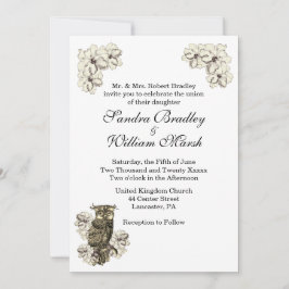 Golden Owl Creme Blume Einladung