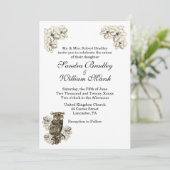 Golden Owl Creme Blume Einladung (Stehend Vorderseite)