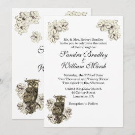 Golden Owl Creme Blume Einladung