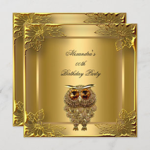 Golden Owl Elite Elegantes Gold Geburtstagsparty Einladung