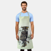 Golden Owl Grüne Orchideen Schürze (Getragen)