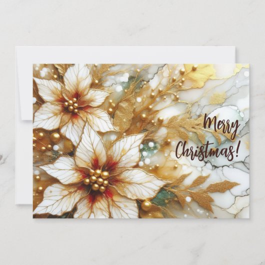 Golden Painted Poinsettias 02 Feiertagskarte (Vorderseite)