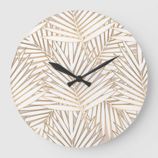 Golden Palm Blätter: Art Deko. Große Wanduhr