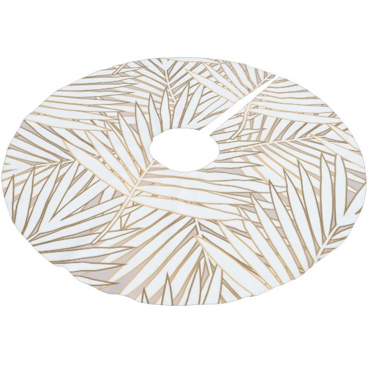 Golden Palm Blätter: Art Deko. Polyester Weihnachtsbaumdecke (Schrägansicht)