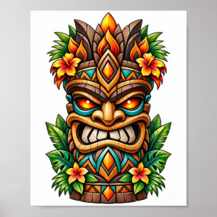 Golden Palm Crown Tiki Poster