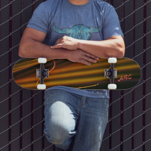 Golden Palm Fronds Tropisch Abstrakt Skateboard