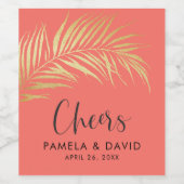 Golden Palm Frontend auf Korallenhochzeit Weinetikett (Einzelnes Label)