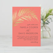 Golden Palm Frontend Moderne Minimalistische Hochz Einladung (Stehend Vorderseite)