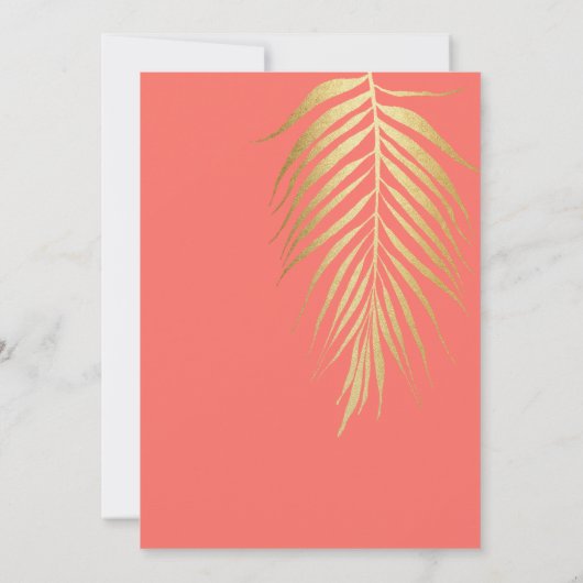 Golden Palm Frontend Moderne Minimalistische Hochz Einladung (Rückseite)