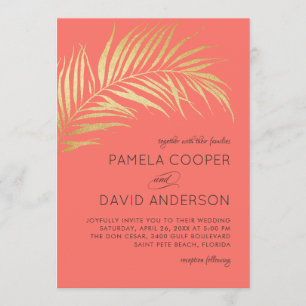 Golden Palm Frontend Moderne Minimalistische Hochz Einladung