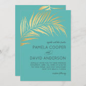 Golden Palm Frontend Moderne Minimalistische Hochz Einladung (Vorne/Hinten)