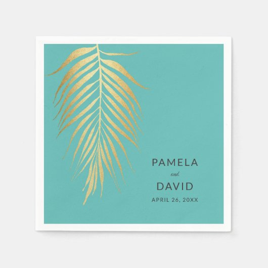 Golden Palm Frontend Moderne Minimalistische Hochz Serviette (Vorderseite)