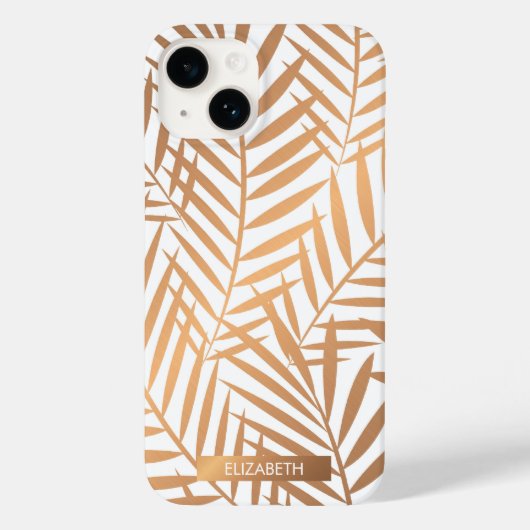 Golden Palm Tree Leaf Muster Case-Mate iPhone Hülle (Rückseite)