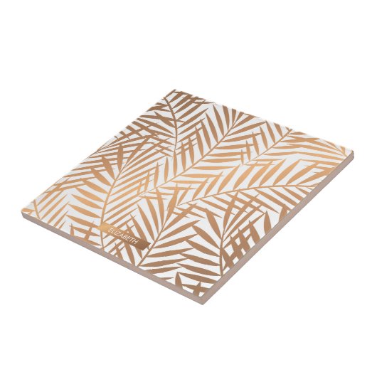 Golden Palm Tree Leaf Muster Fliese (Seite)