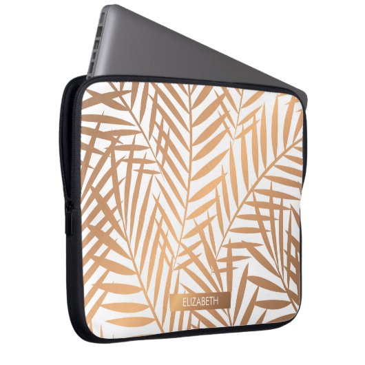Golden Palm Tree Leaf Muster Laptopschutzhülle (Vorne Rechts)