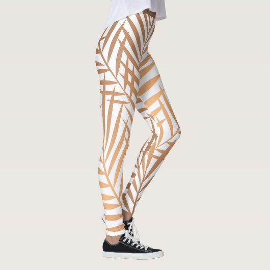 Golden Palm Tree Leaf Muster Leggings (Rechts)