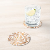 Golden Palm Tree Leaf Muster Runder Pappuntersetzer (Vor Ort)