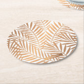 Golden Palm Tree Leaf Muster Runder Pappuntersetzer (Angewinkelt)