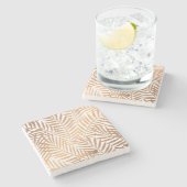 Golden Palm Tree Leaf Muster Steinuntersetzer (Seitenansicht)