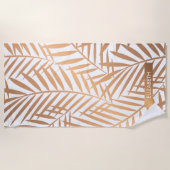 Golden Palm Tree Leaf Muster Strandtuch (Vorderseite)