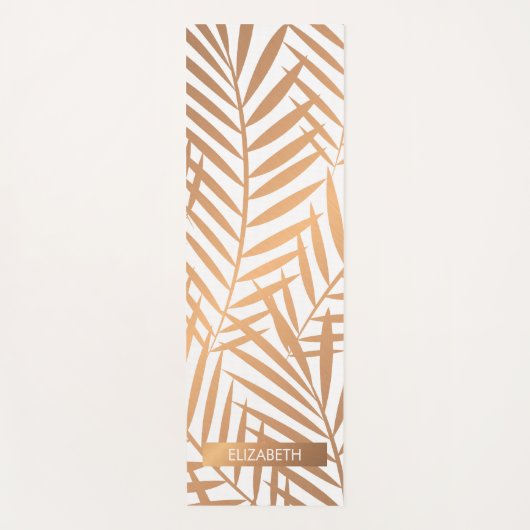 Golden Palm Tree Leaf Muster Yogamatte (Vorderseite)