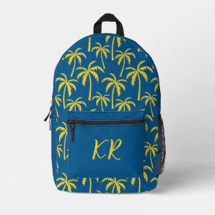 Golden Palms on Navy mit benutzerdefinierten Initi Bedruckter Rucksack