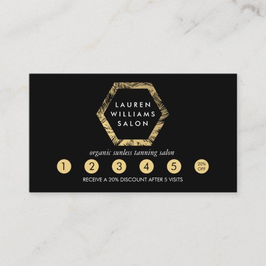 Golden Palms Spray Tanning Logo Black Loyalty Card Treuekarte (Vorderseite)