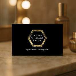 Golden Palms Spray Tanning Salon Logo auf schwarz Visitenkarte