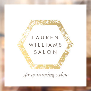 Golden Palms Spray Tanning Salon Logo auf Weiß Fensteraufkleber