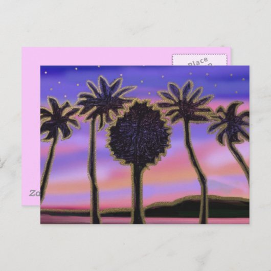 Golden Palms Sunset Postkarte (Vorne/Hinten)