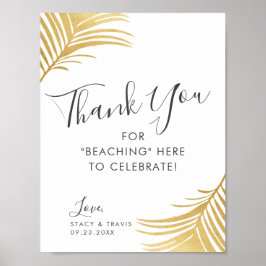 Golden Palms Vielen Dank Beach Wedding Sign Poster