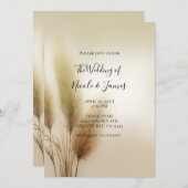 Golden Pampas Grass Bohemisch Boho Wedding Einladung (Vorne/Hinten)
