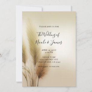 Golden Pampas Grass Bohemisch Boho Wedding Einladung