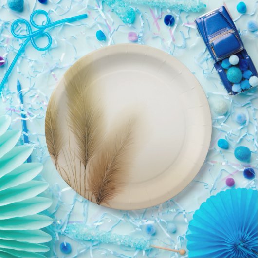 Golden Pampas Grass Bohemisch Boho Wedding Pappteller (Party)