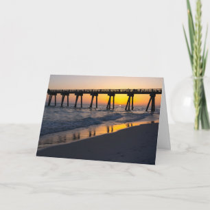Golden Panama City Beach Sunset Reflection Card Karte