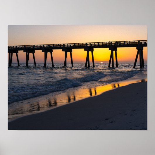 Golden Panama City Beach Sunset Reflection Poster (Vorne)
