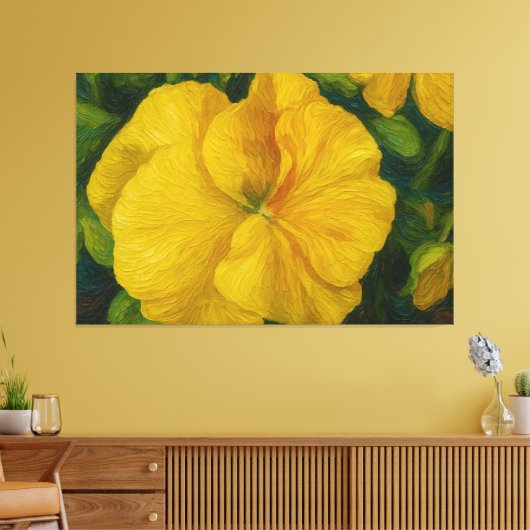 Golden Pansy Brushstroke Leinwanddruck (Insitu (Wohnzimmer))