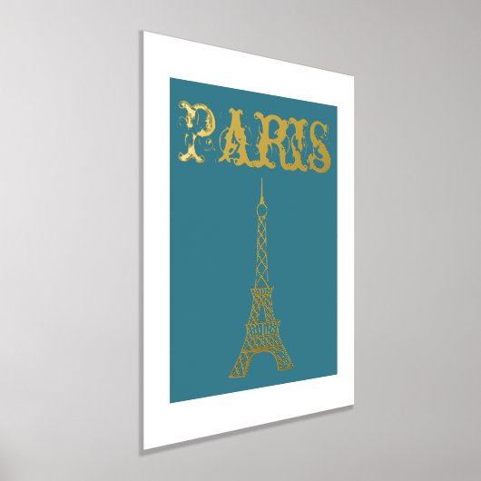 Golden Paris Eiffel Tower Mauer Poster Dekoration (Ablage )
